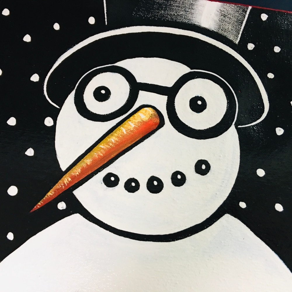 Artisan Painted Snowmen on Canvas (1)
